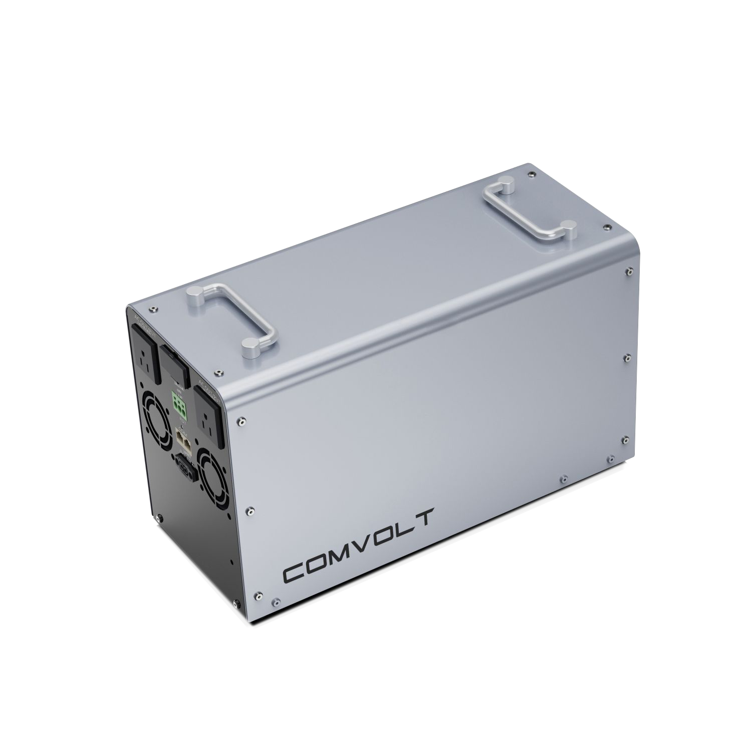 Comvolt 4200 4 kWh power station, rear three-quarter angle close-up