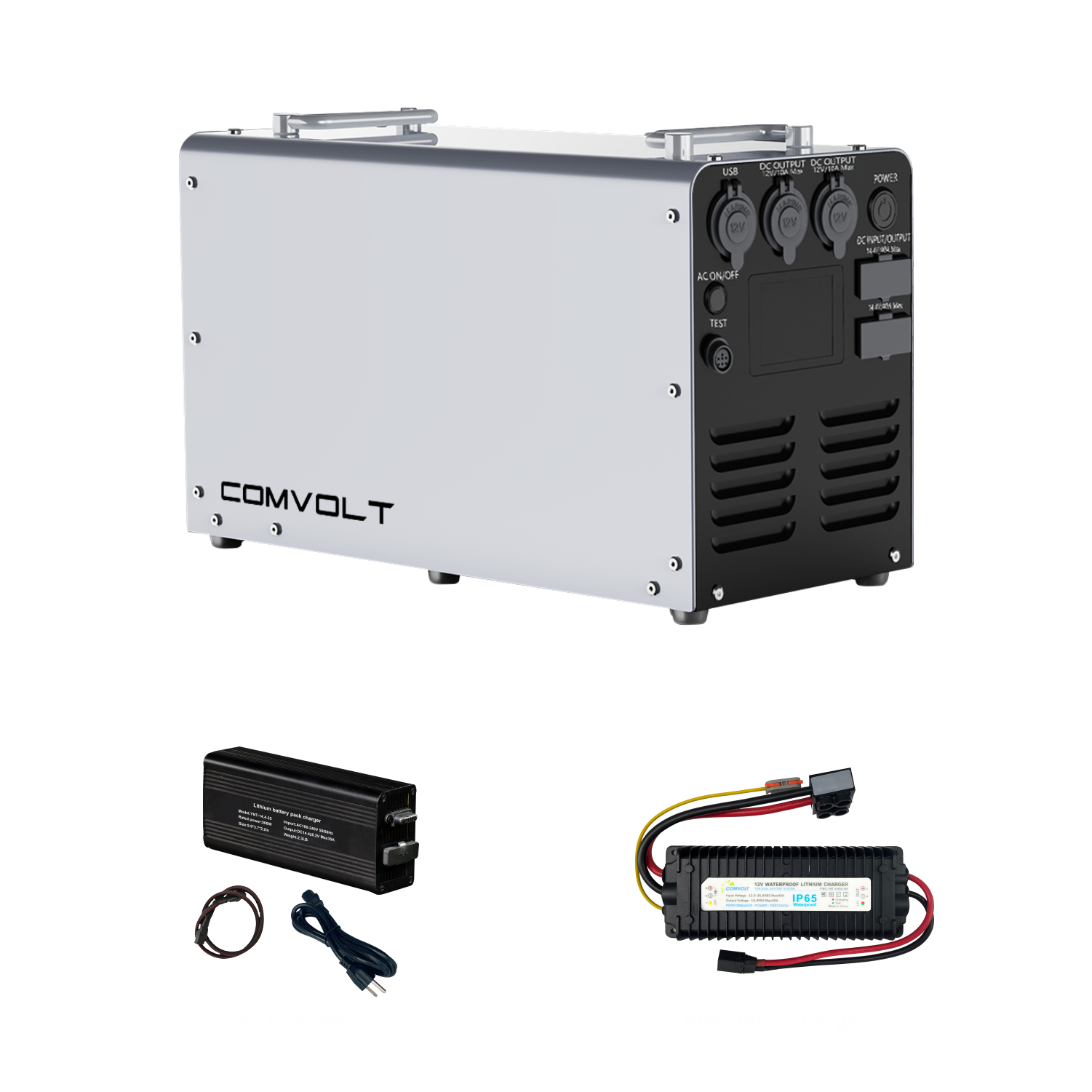Comvolt 4200 standard kit — battery, AC charger and DC adapter