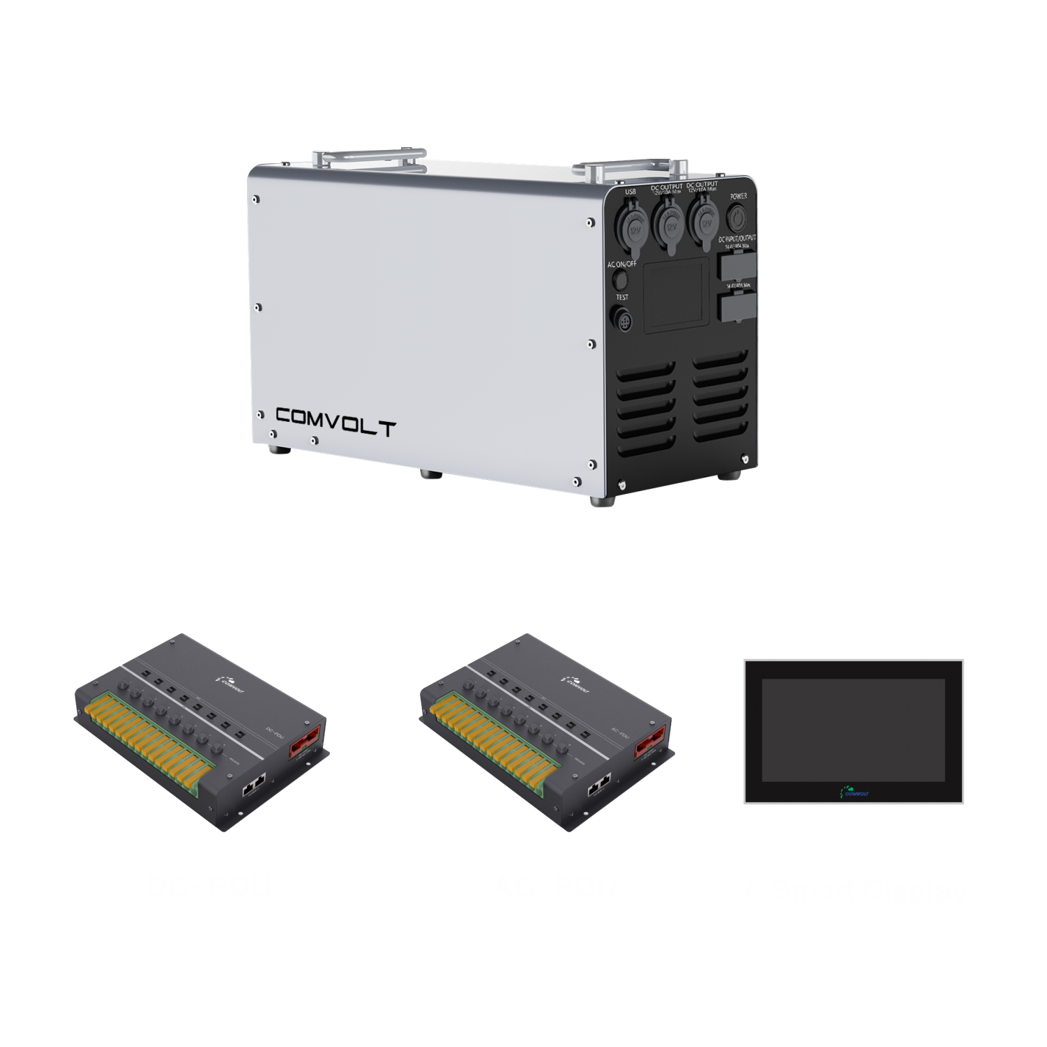 Comvolt 4200 with AC PDU, DC PDU and 7-inch touchscreen accessories